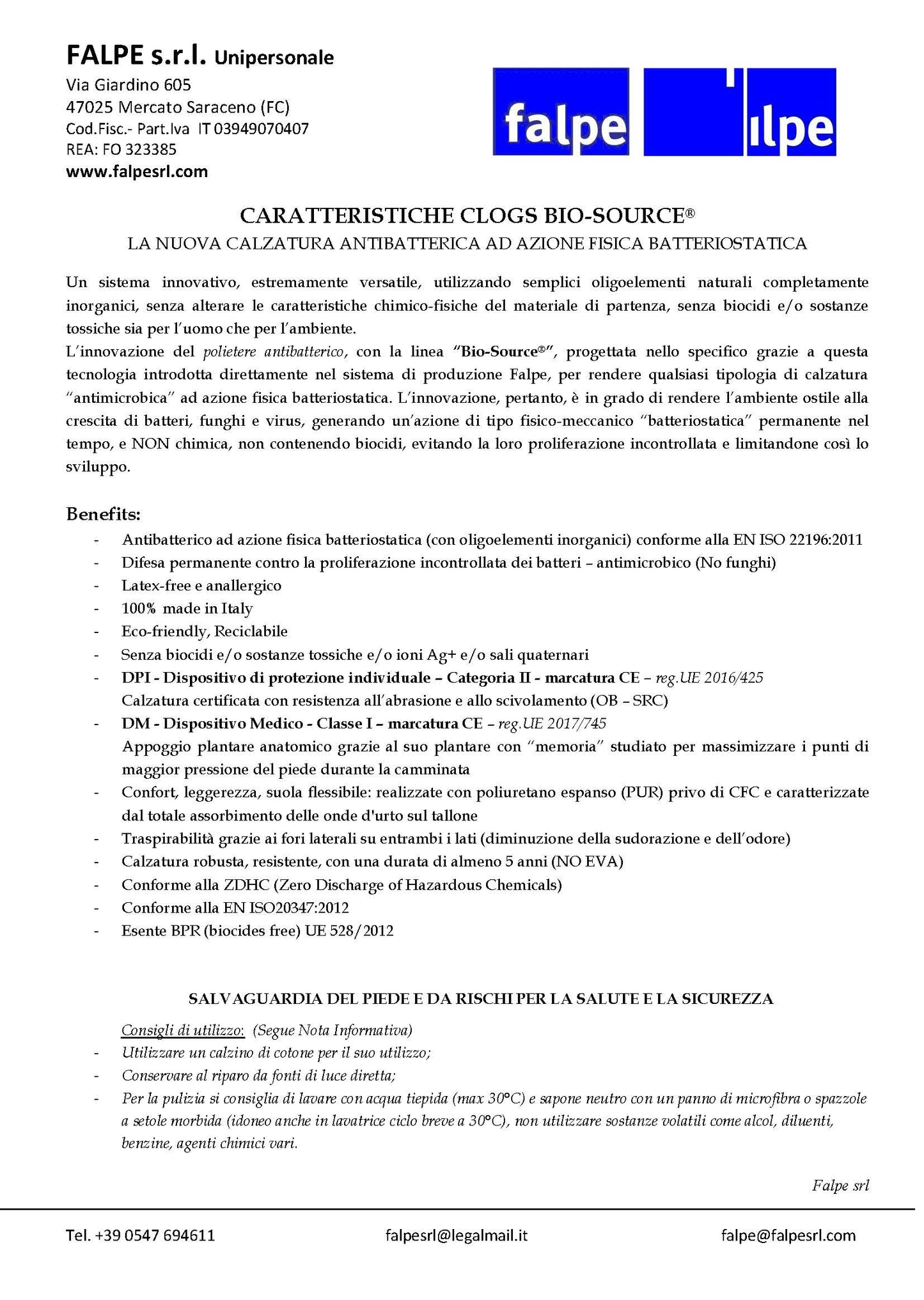 Calzatura professionale antibatterica Bio-Source Detrazione fiscale come dispositivo medico 19%