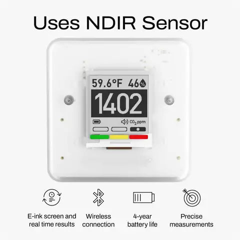 Vivid HOME Sensore a infrarossi non dispersivo  rilevatore di CO2 non un costo ma un investimento sul benessere della tua salute.  Benefici su Salute, Benessere e Produttività Sensore per il controlla della CO2